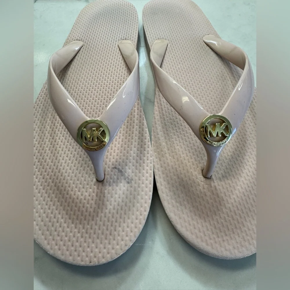Michael Kors Pink Signature Flip -Flops Size 10